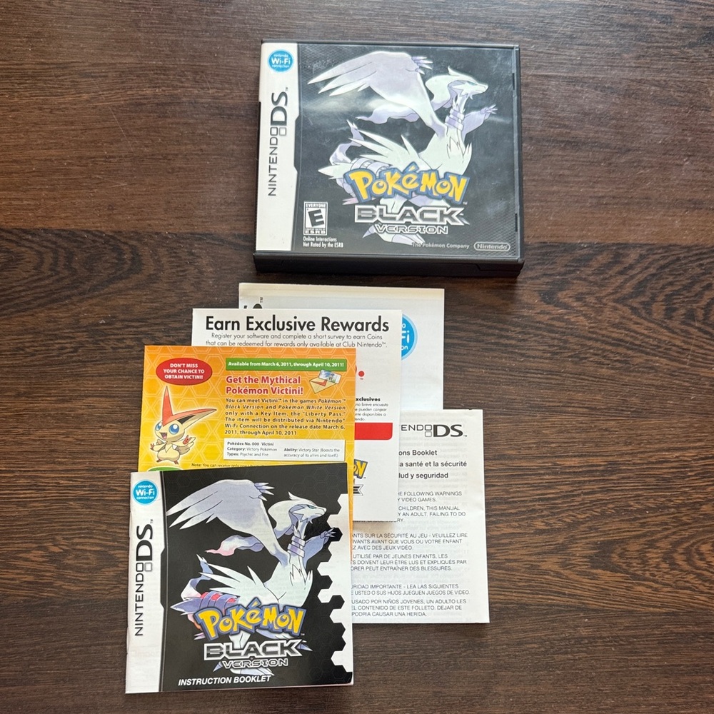 Pokemon Black Case Only And Inserts (No Game) Original And Authentic